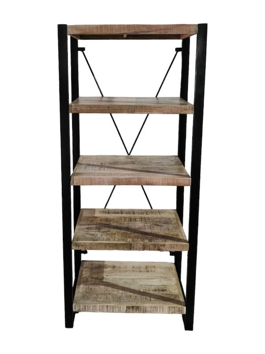 Bookcase Asha Black / Natural 80x45x185cm