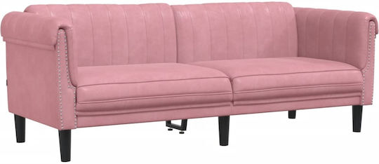 Three-Seater Velvet Pink Couch 203x77x74 cm