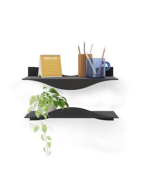 Shelves Wall Black 2pcs 43x18x10cm