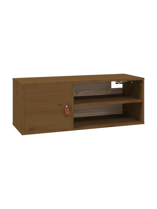 Wall-Mounted Living Room Cabinet Made of Solid Wood Natural - Honey 80x30x30cm