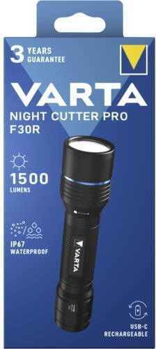 Varta Rechargeable Flashlight LED IP67 with Maximum Brightness 1500lm F30r
