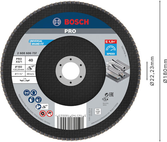 Bosch Sanding Disc X571 Best For Metal 180 X 22.23mm (2608606737)