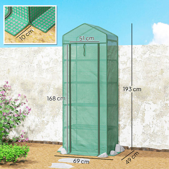 Outsunny Mini Greenhouse Flowers or Vegetables Steel Plastic 69l x 49w x 193h cm Green