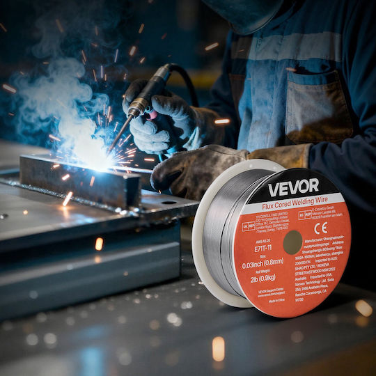Mig Flux Core Welding Wire Vevor E71t-11 0.8mm 0.9kg Welding Wire For Mild Steel Gasless Low Spatter Arc Welding All Positions Self-Shielded Outdoor Use
