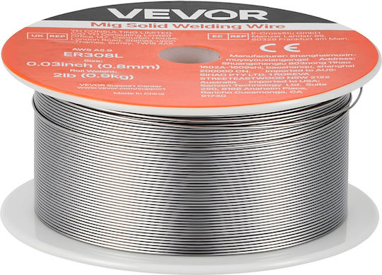 Компактна Заваръчна Тел Mig Vevor Er308l 0,8mm 0,9kg Заваръчна Тел От Неръждаема Стомана Ниско Пръскане Високо Захранване Газова Заварка За Всички Позиции