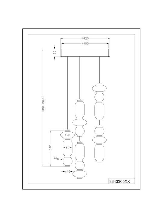 Trio Lighting Κρεμαστό Φωτιστικό Πολύχρωμο 42x200εκ.