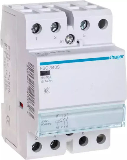 Hager 3NO Silent Phase 3-Pole Power Relay 40A 230V