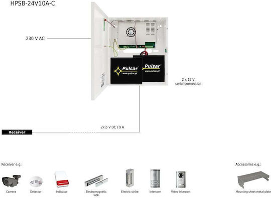 Pulsar Power Supply for CCTV Systems White HPSB-24V10A-C