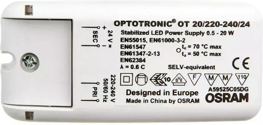 Osram Τροφοδοτικό LED IP20 Ισχύος 20W με Τάση Εξόδου 24V