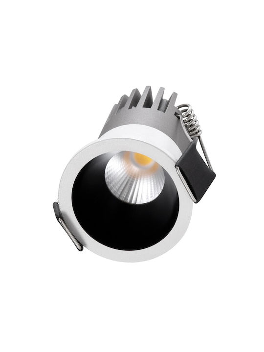 kelvo Metallic Recessed Spot with Built-in LED and Natural White Light White 4x4cm