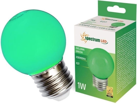Spectrum Λάμπα LED 1W για Ντουί E27 και Σχήμα G45 Πράσινο