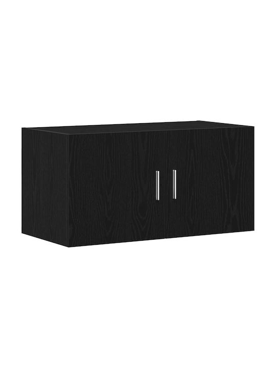 Wall Mount Living Room Cabinet Made of Particle Board Black Oak 80x39x40cm