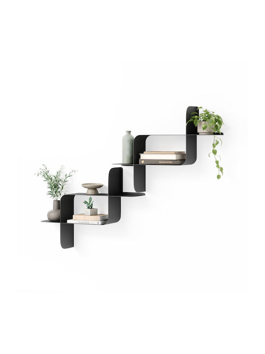 Wandregale Montage Set Schwarz 2Stücke 61x15x47cm