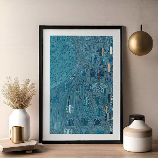 Poster Blue Details By Gustav Klimt Art156 50cm X 70cm Μαύρη Ξύλινη Κορνίζα