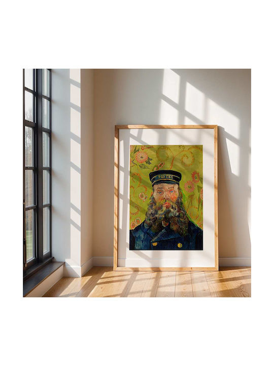 Poster Van Gogh Postman Art114 50cm X 70cm Κορνίζα Φυσικό Ξύλου Μπεζ