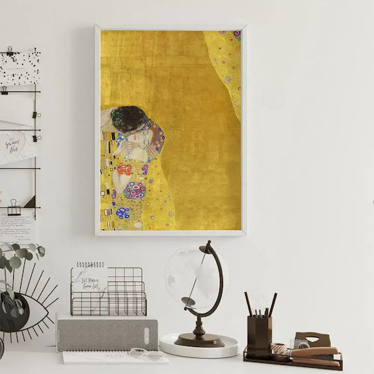 Poster Gustav Klimt Kiss Art155 50cm X 70cm Natural Wood Frame Beige