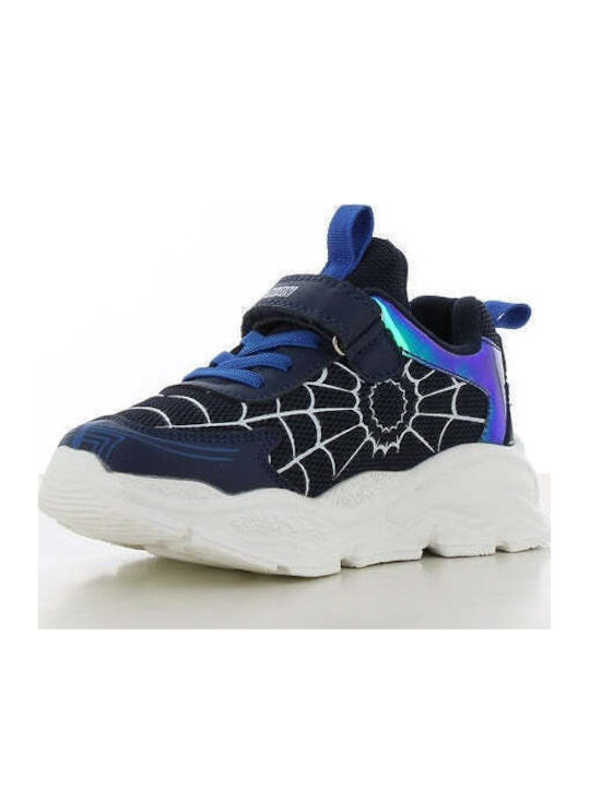 Spiderman Kids Sneakers with Hoop & Loop Closure & Lights Blue