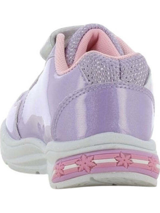 Frozen Παιδικά Sneakers Ανατομικά με Σκρατς & Φωτάκια Λιλά