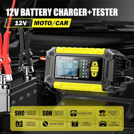 Foxsur Φορτιστής Μπαταρίας Αυτοκινήτου 12V 6A