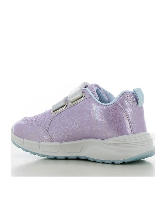 Παιδικά Sneakers Ανατομικά με Σκρατς & Φωτάκια Λιλά