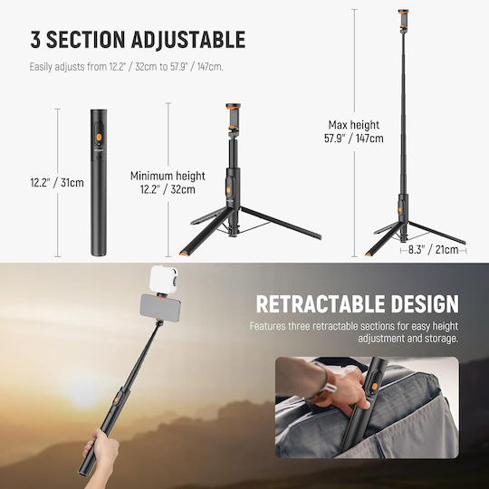 Neewer PA992 Selfie Stick Cell Phone Tripod Black
