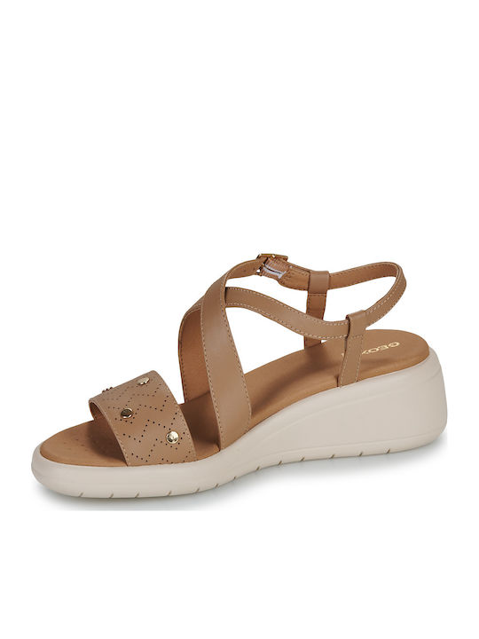 D Meliconia Damenplattformen Beige