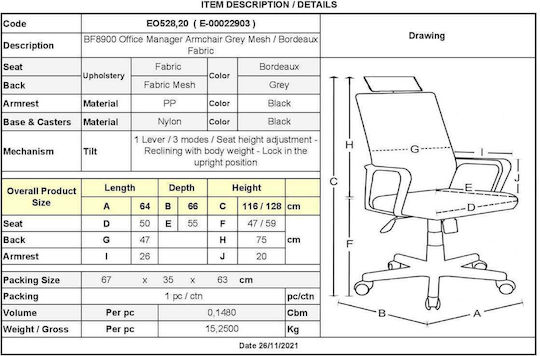 Cf8900 Executive Office Chair Grey