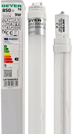 Geyer LED-Lampe 9W Röhrenform für Fassung G13 und Form T8 Warmes Weiß