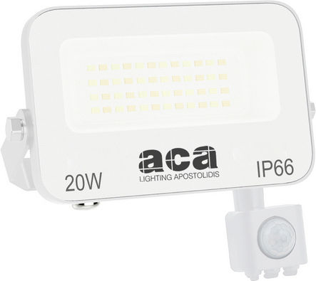 Aca Στεγανός Προβολέας LED 20W Ψυχρό Λευκό 6500K IP66
