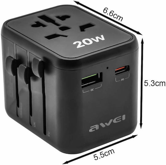 Awei Steckdosenadapter von Universal zu Universal