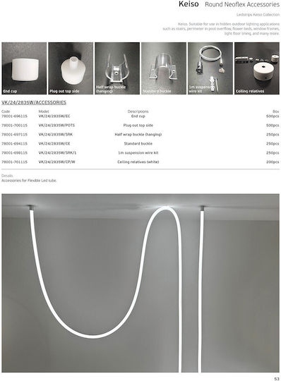 Keiso White Flexible Round Tube Pendant Mount Base Led Vk Ø25mm Vk 24 2835w Cp W 78001-701115