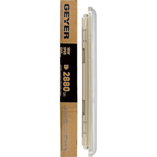 Geyer Led Batten T8 18w 4000k Ip65 0.6m 2880lm Ik08 Double Connection