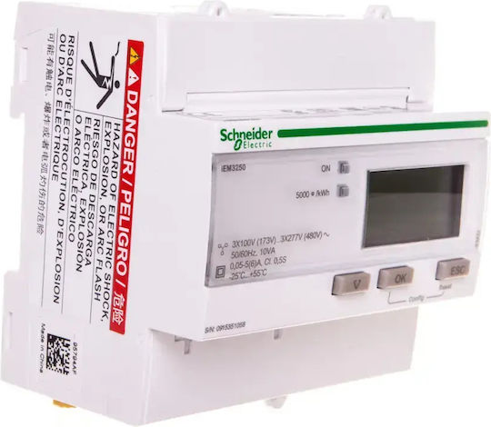 Schneider Electric Μετρητής Παλμών Ηλεκτρολογικού Πίνακα Ψηφιακό Ράγας Μονοφασικό Modbus A9MEM3250