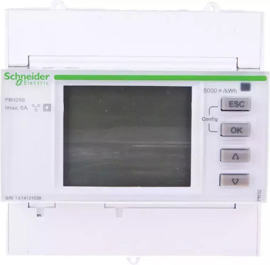 Schneider Electric PM3250 Αναλυτής Ενέργειας Ηλεκτρολογικού Πίνακα Ψηφιακό Ράγας Τριφασικό Modbus METSEPM3250