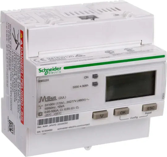 Schneider Electric Μετρητής Παλμών Ηλεκτρολογικού Πίνακα Ψηφιακό Μονοφασικό A9MEM3235