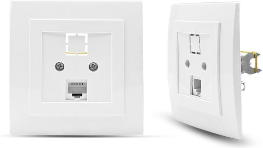 Geyer Nilson Einzeln Netzsteckdose RJ45 mit Rahmen Typ Cat5 in Weiß Farbe 24111044