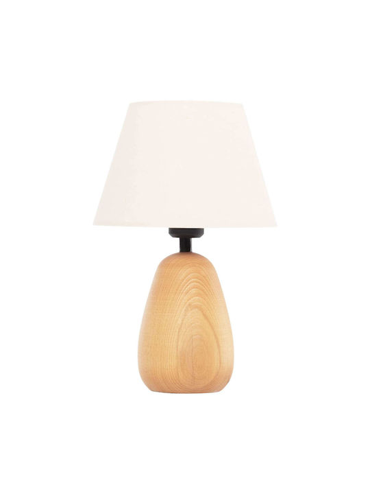 Freebox Holz Tischlampe mit Beige Schirm und Basis