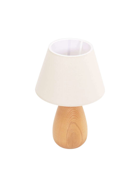 Freebox Holz Tischlampe mit Beige Schirm und Basis