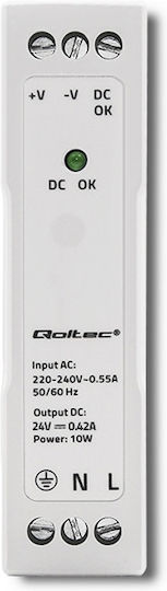 Qoltec Τροφοδοτικό Ράγας cu Ieșire 24V și Putere 10W 0.42A