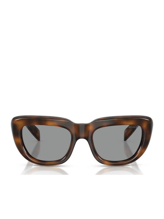 Prada Women's Sunglasses with Brown Tartaruga Horn-Rimmed Frame and Gray Lens PRD07S 20D50Q