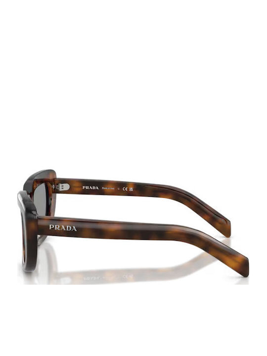 Prada Women's Sunglasses with Brown Tartaruga Horn-Rimmed Frame and Gray Lens PRD07S 20D50Q