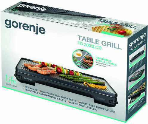 Gorenje Tabletop Grătar Electric Raclette Placă Striată 1800W cu Termostat Reglabil 49bucx32.5buccm