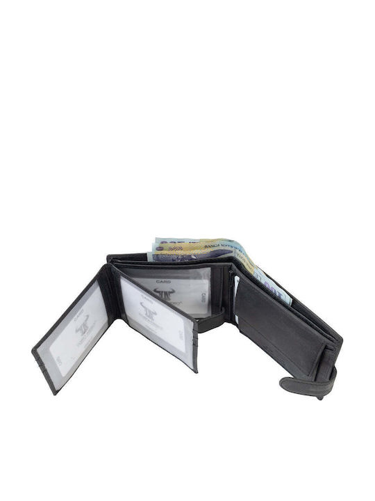 Кожен Мъжки Портфейл За Карти С RFID Черен
