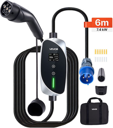 Vevor Portable Single Phase Charging Station 7.4kW with Built-in Type 2 Cable OGBXCDQPM76KD7HJH001V2