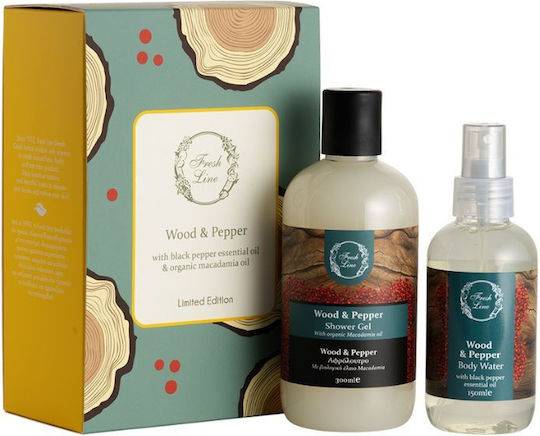 Fresh Line Wood & Pepper Σετ Περιποίησης για Ενυδάτωση & Καθαρισμό Σώματος 2τμχ