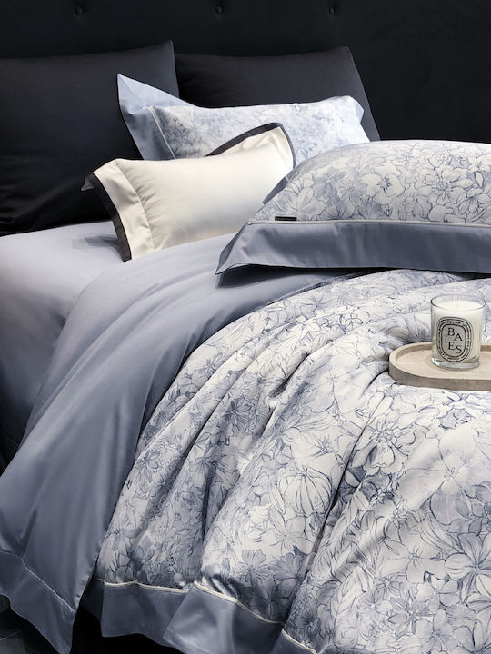Double Duvet Cover Set 220x240cm 2 Pillowcases & 1 Blue Bed Sheet