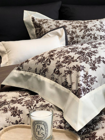 Set Huse Pentru Pilote Superdublu 220x240cm 2 Fețe De Pernă & 1 Cearceaf Bej Maro