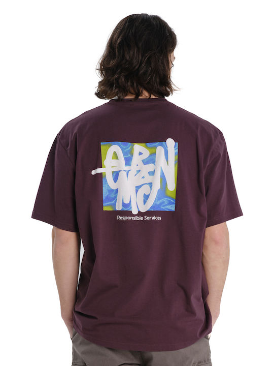 Herrenblusen Kurzarm T-Shirts Burgundisch