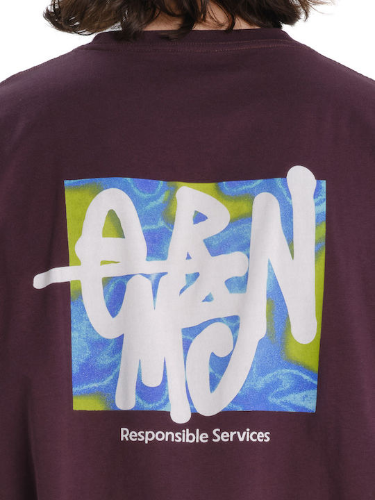 Herrenblusen Kurzarm T-Shirts Burgundisch