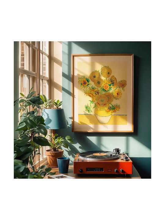 Poster Van Gogh Sunflowers Art116 50cm X 70cm Brown Wooden Frame